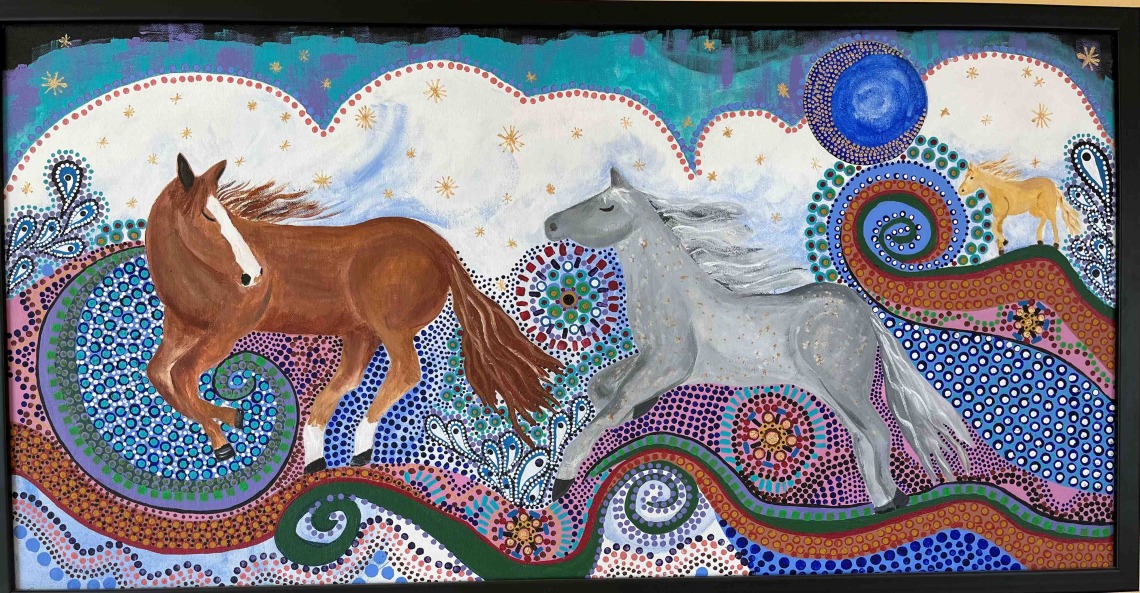 Horses with mandalas painting